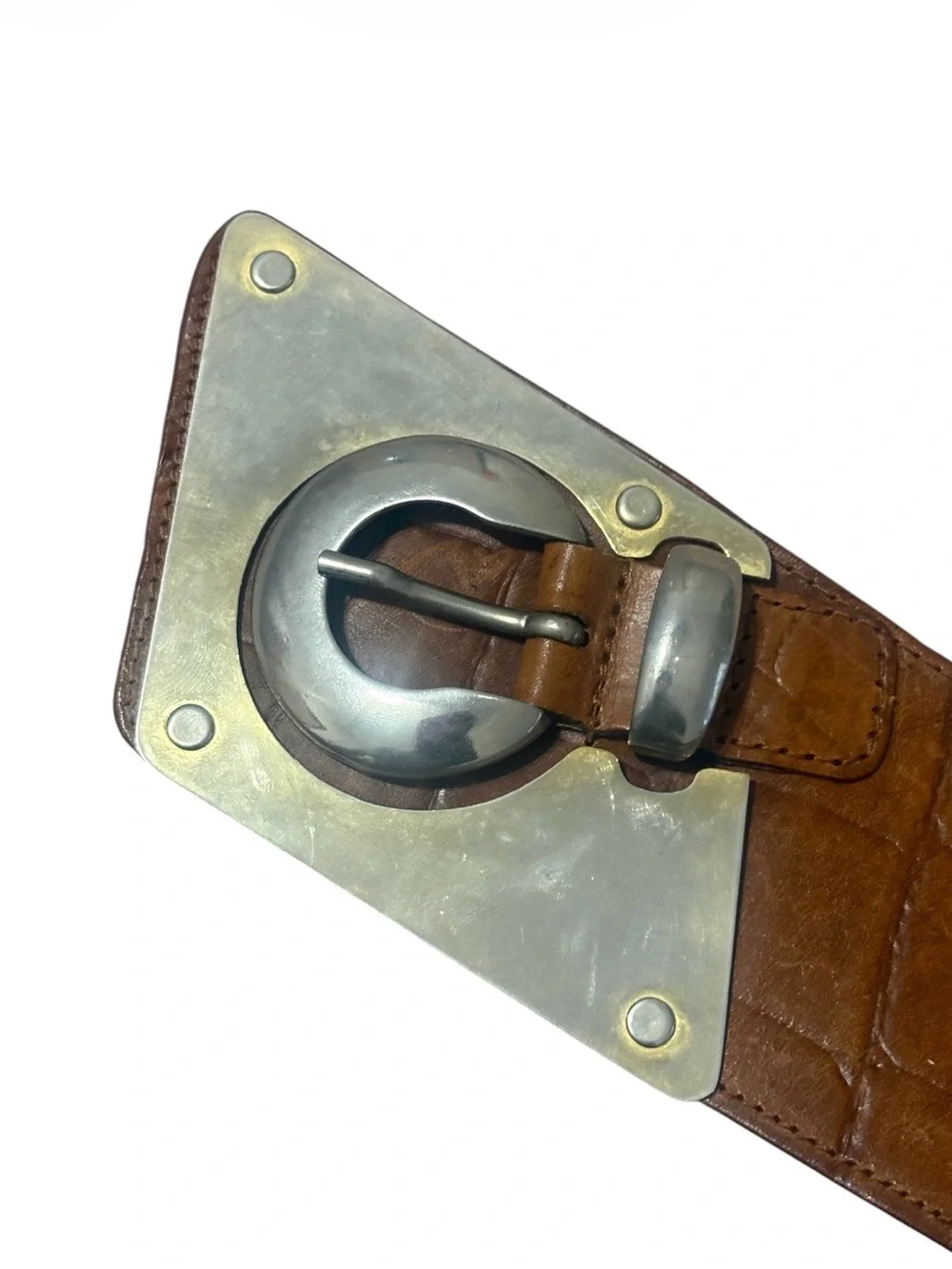 80s Accenti Croc-Embossed Leather waist belt